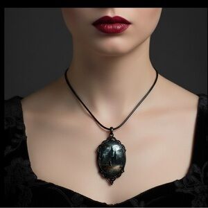 Castle Pendant Cameo necklace. New.